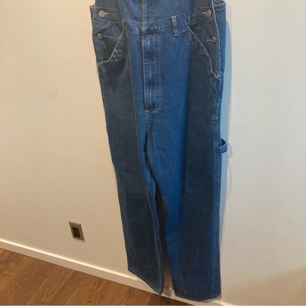 BOXER AMERICAN Sz L  Carpenter Style Mid Wash Overalls - Picture 2 of 13